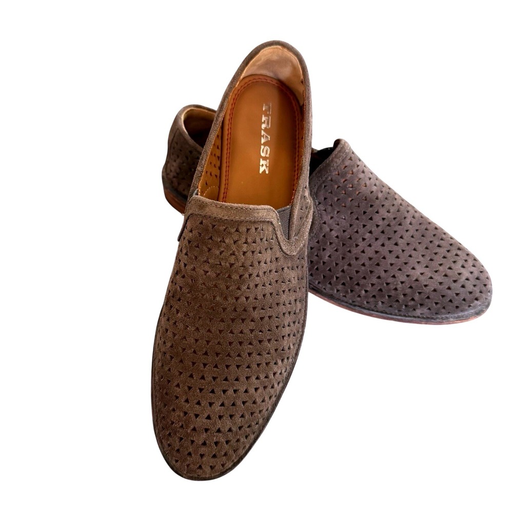 Trask‎ Women's 7.5 Perforated Suede Slip-On Loafers Brown